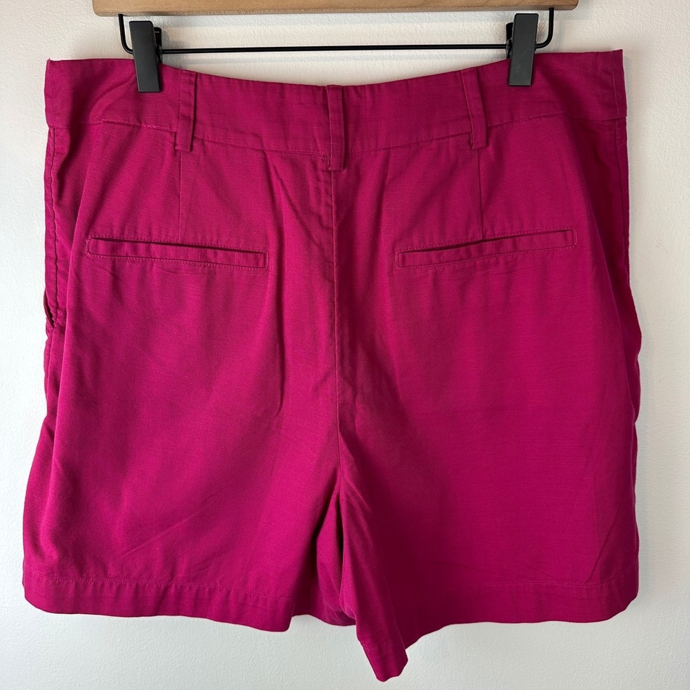 LOFT Outlet Magenta Pink High-Waist Pleated Shorts Cotton Blend NWT 12 - Picture 4 of 7